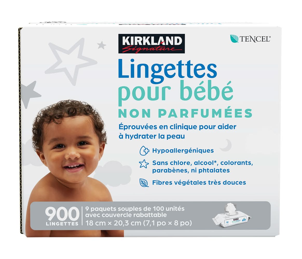 Kirkland Signature Lingettes Pour Bébés, Non Parfumées, 9 Paquets De 100 / Kirkland Signature Baby Wipes, Fragrance Free, 9 Packs Of 100
