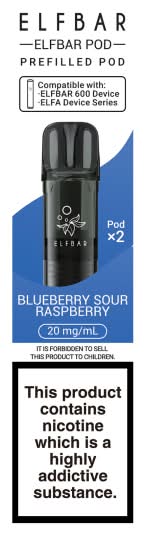 ELFBAR Blueberry Sour-Raspberry, Prefilled Vape Pod (2 pack)