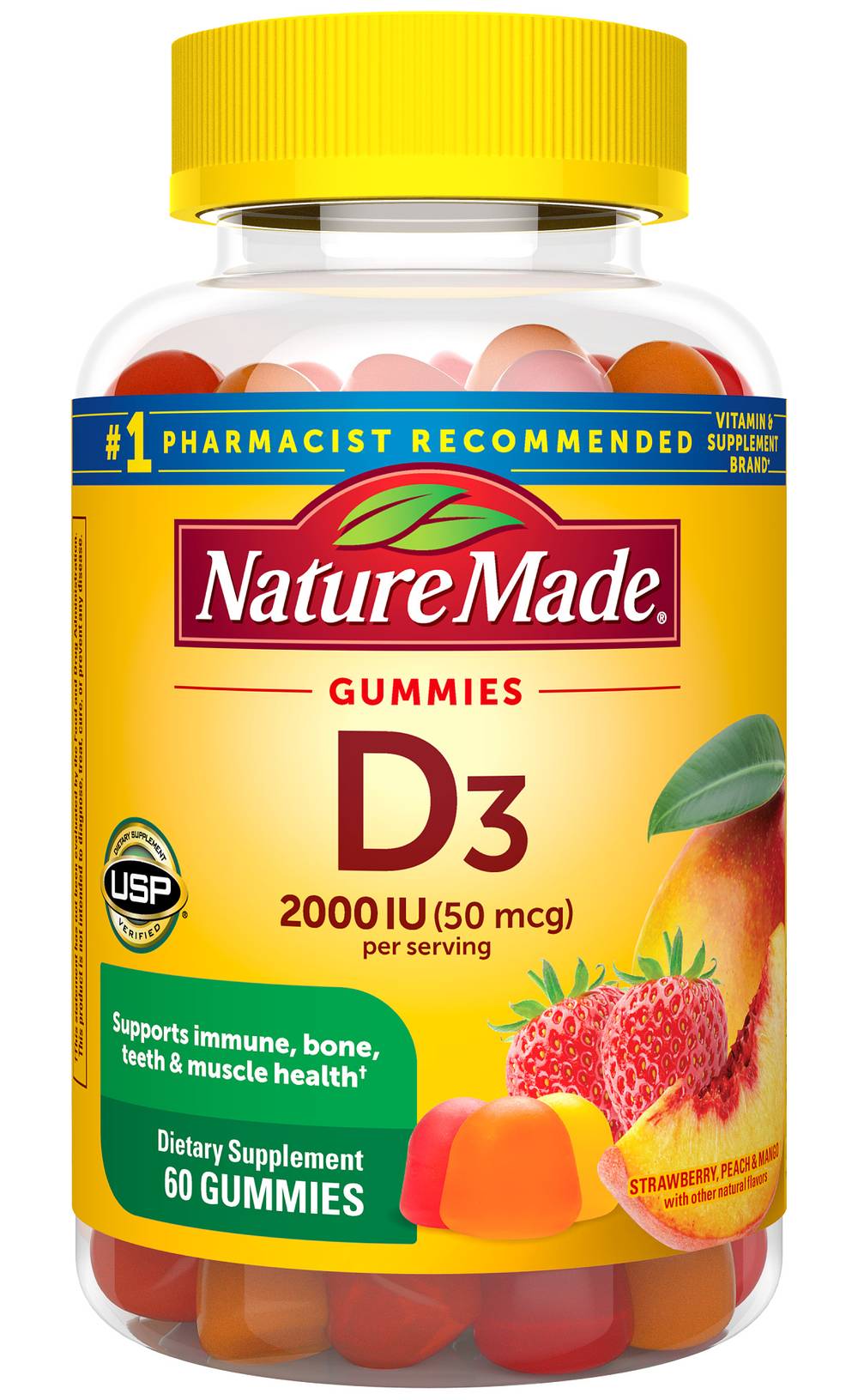 Nature Made Vitamin D3 2000 Iu Gummies, Assorted (60 ct)
