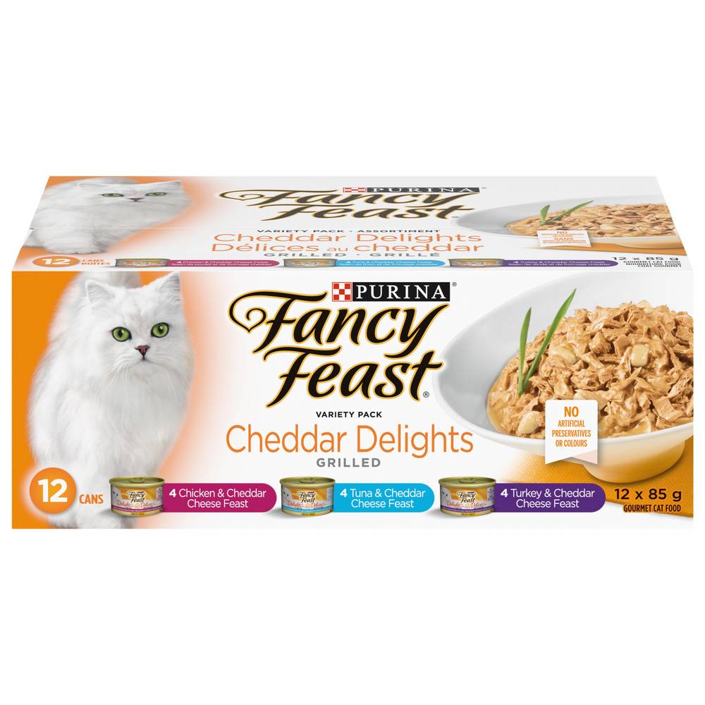 Fancy Feast Variety Cheddar Delights Grilled Cat Food (12 x 85 g)