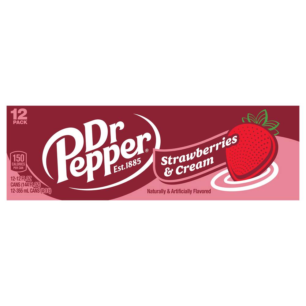 Dr Pepper Soda, Strawberries and Cream (12 x 12 fl oz)