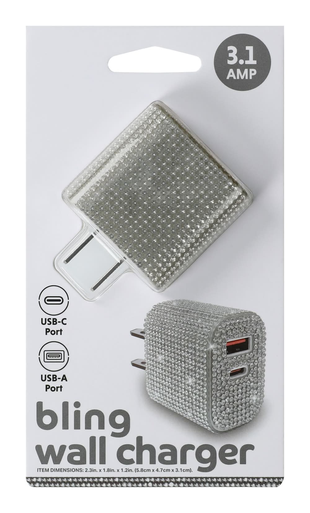 Trendy Dual Port Wall Charger, USB-A & USB-C White Multi