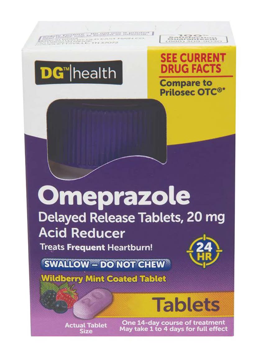 DG Health Omeprazole Mint Tablets, Wildberry (14 ct)