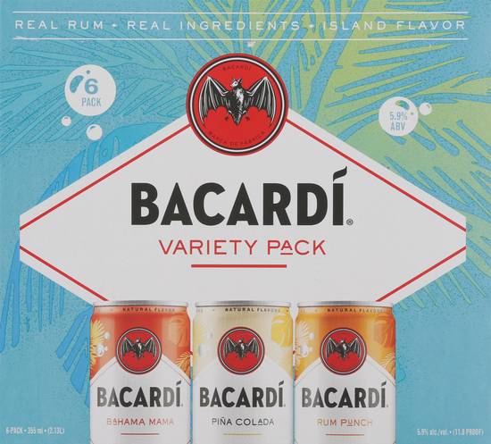 Bacardí Taste Of Paradise Variety pack Rum (6 pack, 355 ml)