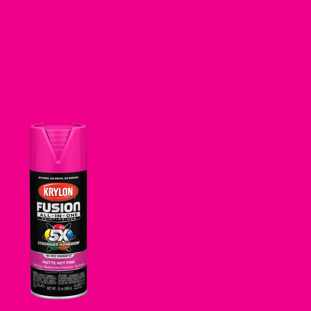Krylon Fusion All-In-One Matte Hot Pink Spray Paint and Primer In One (NET WT. 12-oz) | K02915007