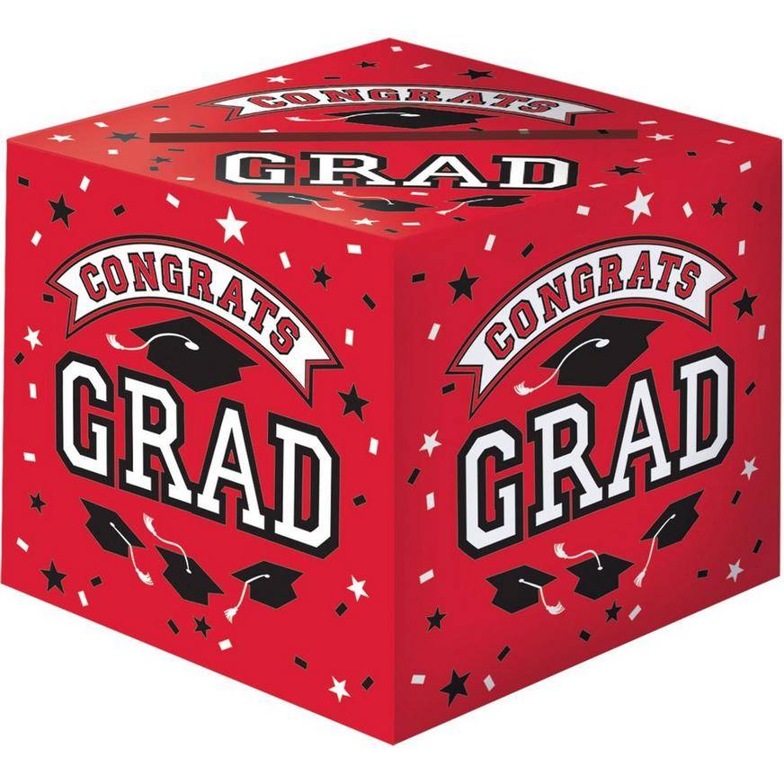 Amscan Congrats Graduation Card Holder Box, Red