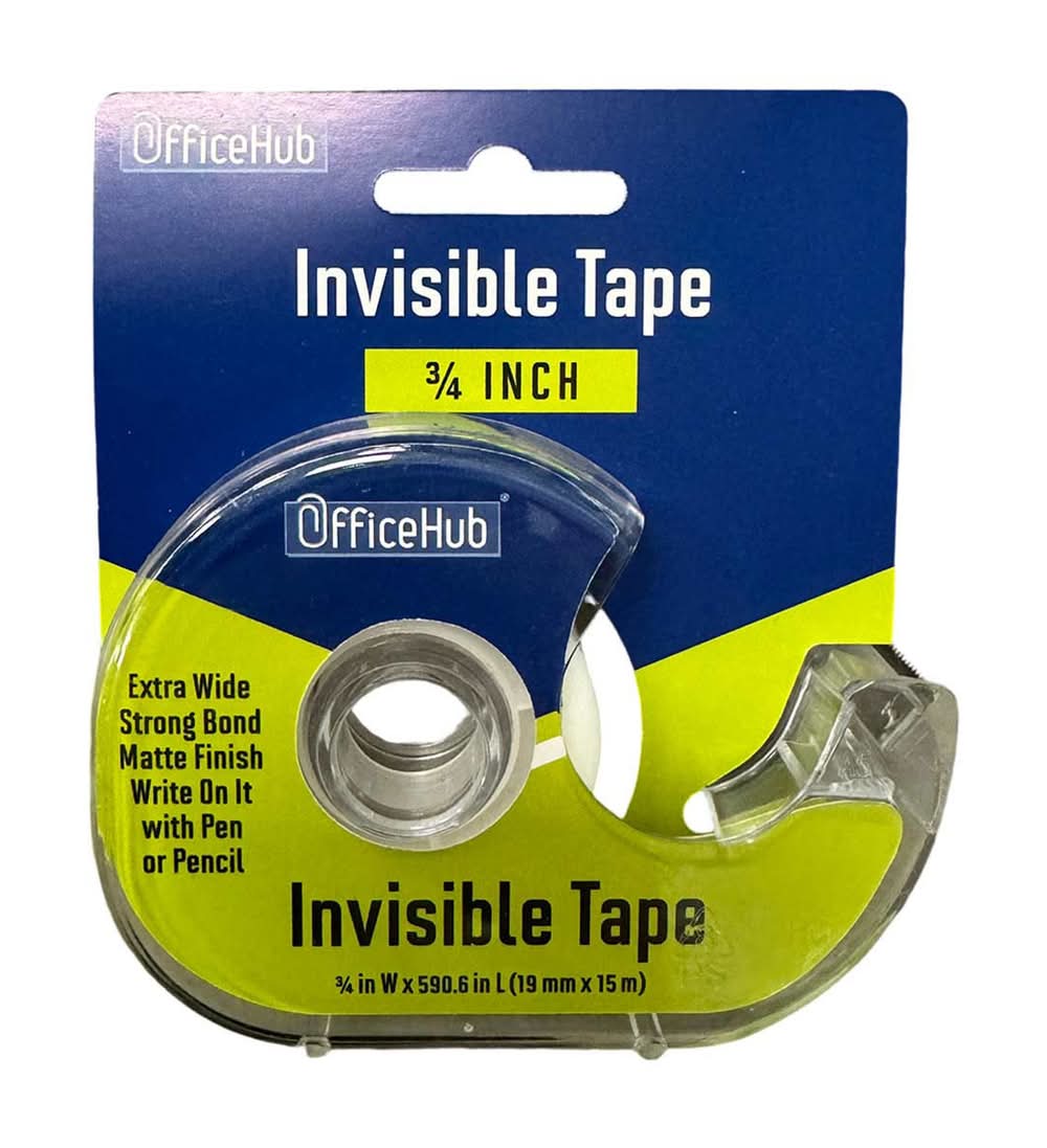 OfficeHub Invisible Tape With Dispenser, 0.75x590.6 in