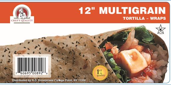 Chef's Quality - 12" Multi-Grain Soft Tortillas or Wraps - 12ct (12 Units)