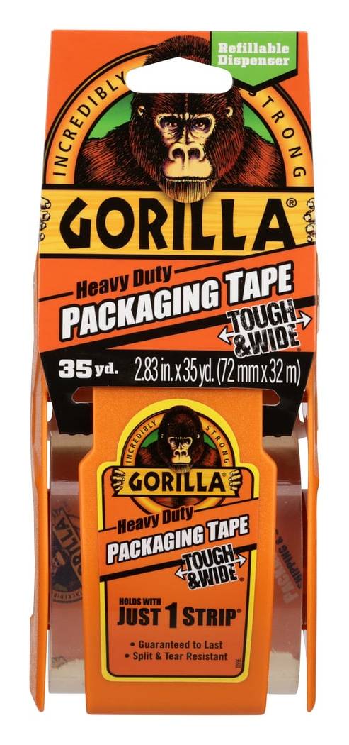 Gorilla 1 -Pack 2.83-in x 35-yd Tough and Wide Packaging Tape Packaging tape Dispenser Included | 6045002