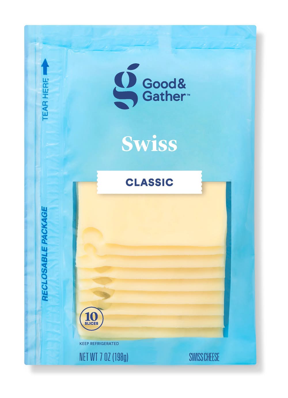 Good & Gather Sliced Classic Swiss Cheese (7 oz, 10 ct)