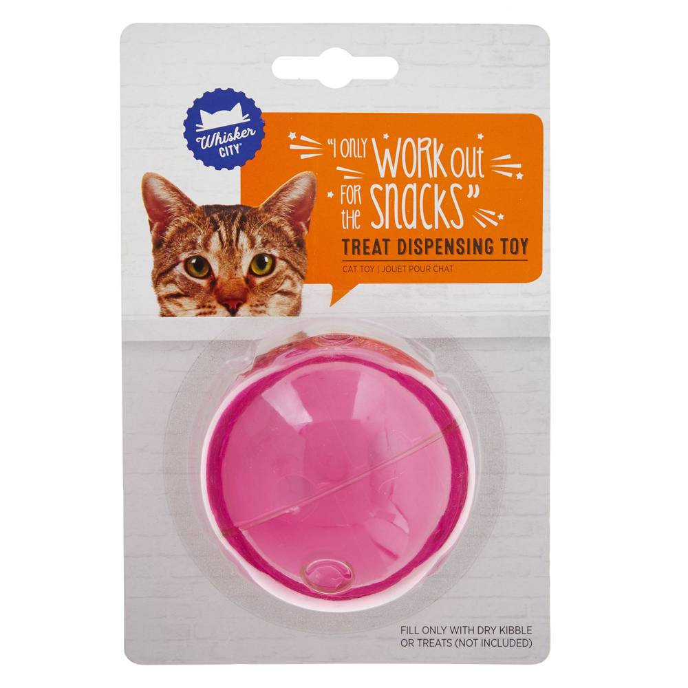 Whisker City® Rolling Treat Dispensing Cat Toy (Color: Pink, Size: One Size)
