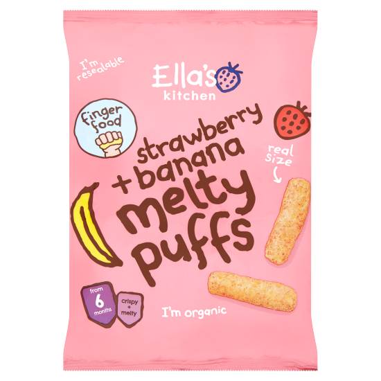 Ella's Kitchen Organic Strawberry & Banana Melty Puffs Baby Snack 6+ Months