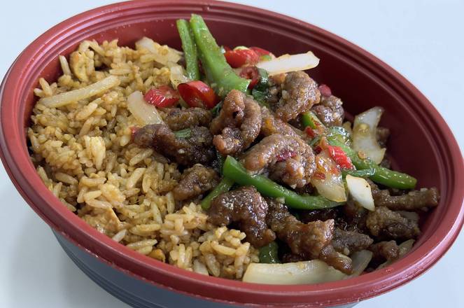 Crispy shredded beef+egg rice