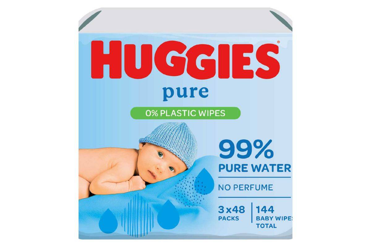 Huggies Pure Baby Wipes 0% Plastic 48s 3 pack