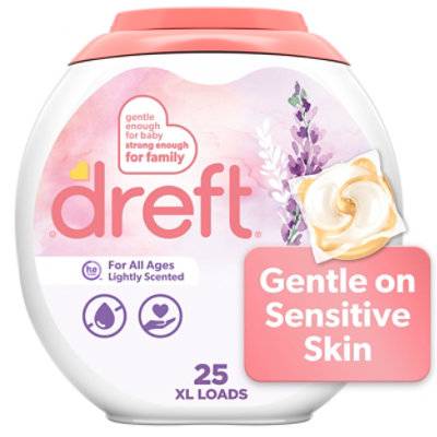 Dreft Laundry Lightly Scented Detergent Pacs, Lavender, XL (25 ct)