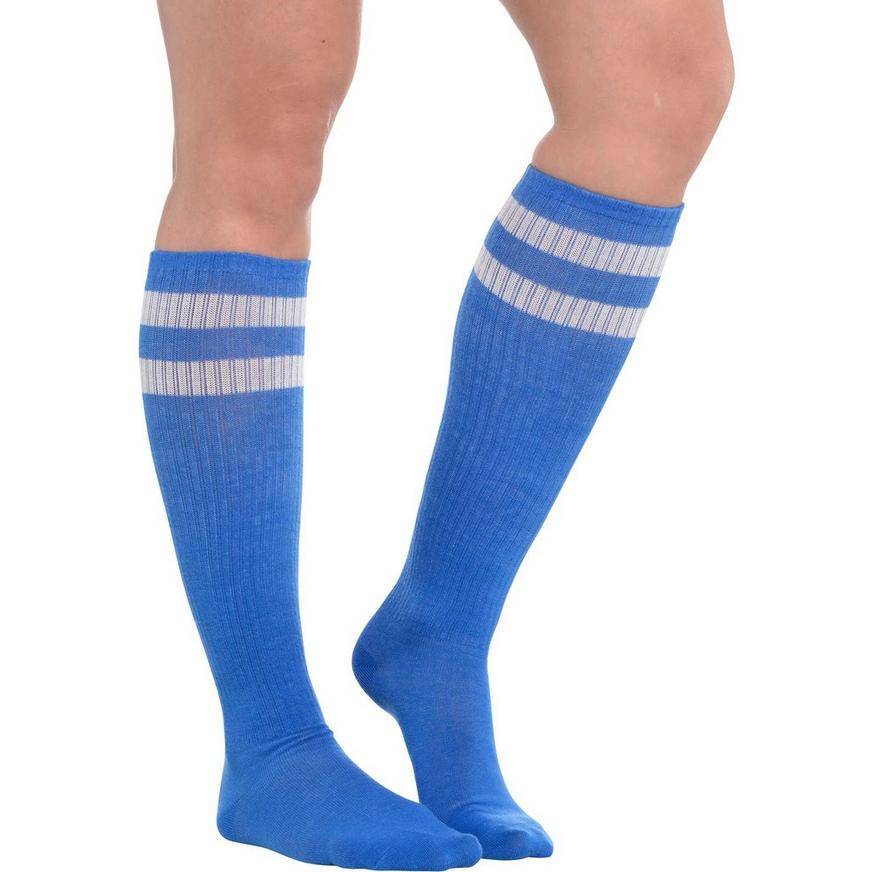 Party City Stripe Athletic Knee-High Socks (unisex/blue)