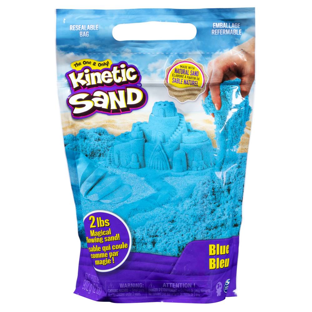 Kinetic Sand The Original Moldable Sensory Play Sand Resealable Bag, Blue (2 lbs)