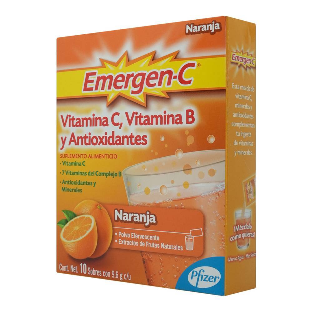Emergen-c suplemento alimenticio en polvo efervescente (10 un) (naranja)