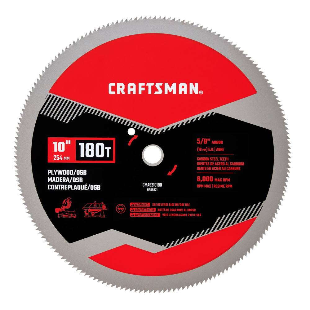 CRAFTSMAN 10-in 180-Tooth Fine Finish High-speed Steel Miter/Table Saw Blade | CMAS210180