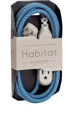 360 Electrical Habitat Braided 8' Extension Cord, 3-Outlet, Multicolor (360417ST-8ES-C1)