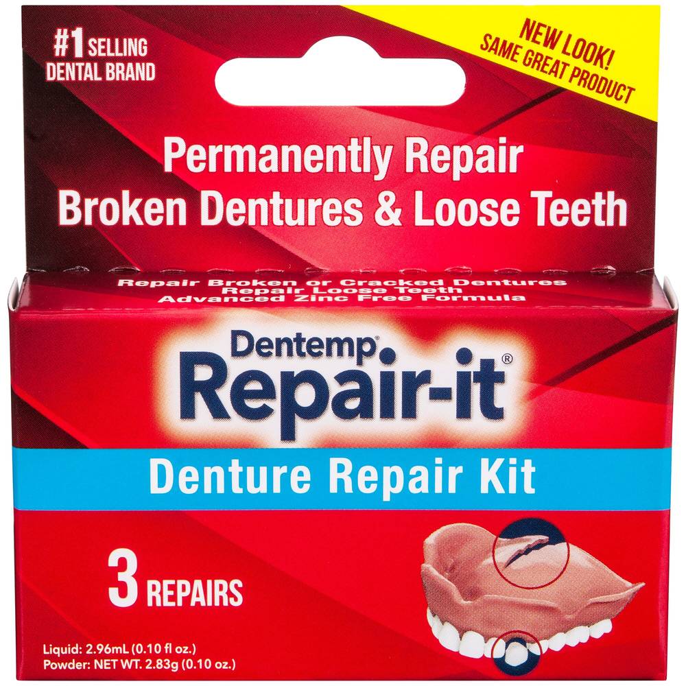 Dentemp Repair-It Denture Repair Kit, 3 Repairs