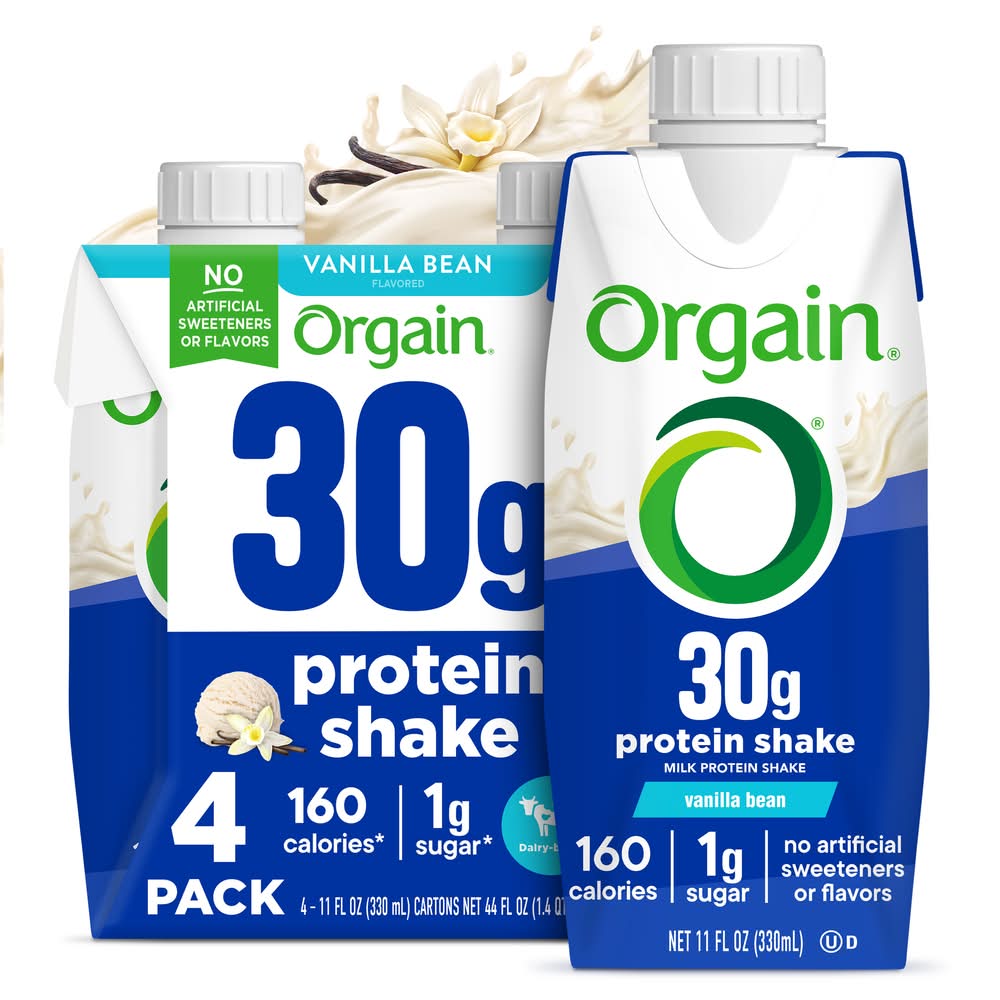 Orgain Protein Shake, Vanilla Bean (4 x 11 fl oz)