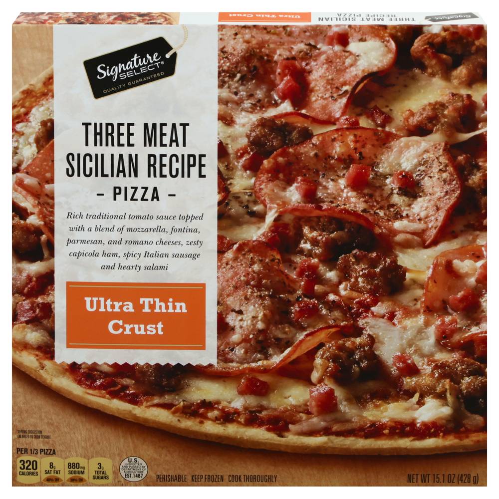 Signature Select Ultra Thin Crust Three Meat Sicilian Pizza