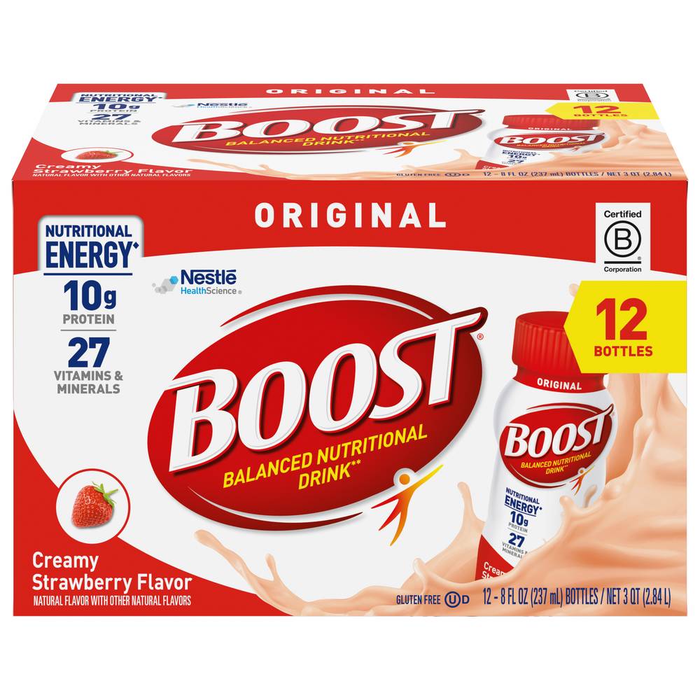 Boost Nestlé Original Creamy Strawberry Balanced Nutritional Drink (12 ct, 8 fl oz)