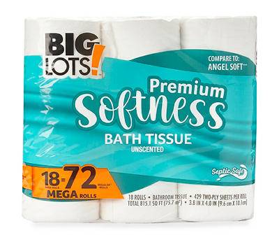 Big Lots Premium 2-ply Unscented Bath Tissue, 3.8 X 4.0 In (18 ct)