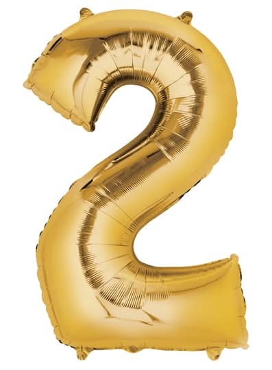 Inflated Mayflower Mylar 2-number Balloon, Gold