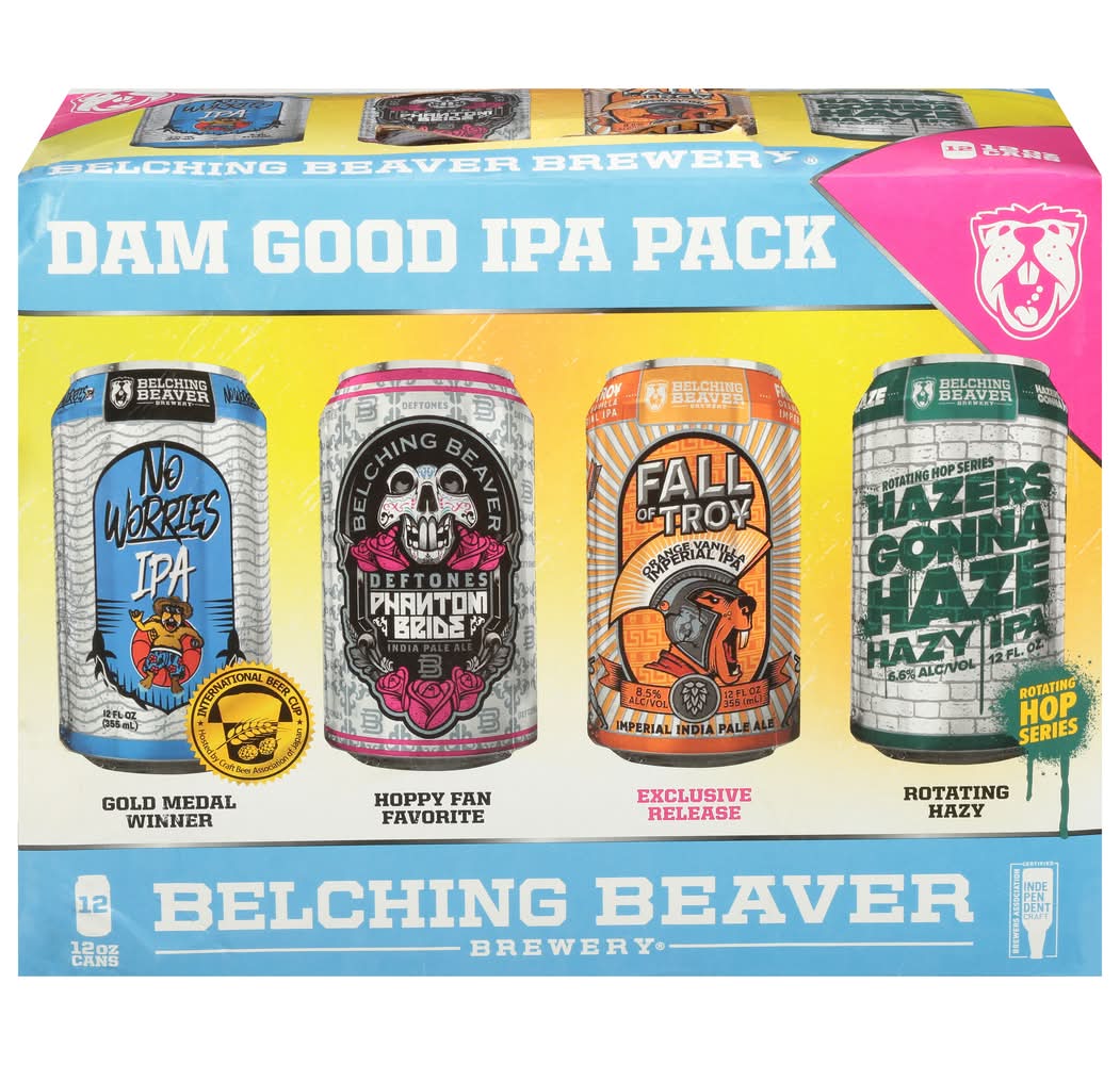 Belching Beaver Brewery Dam Good Ipa Beer Variety pack, Assorted (12 fl oz, 12 ct)