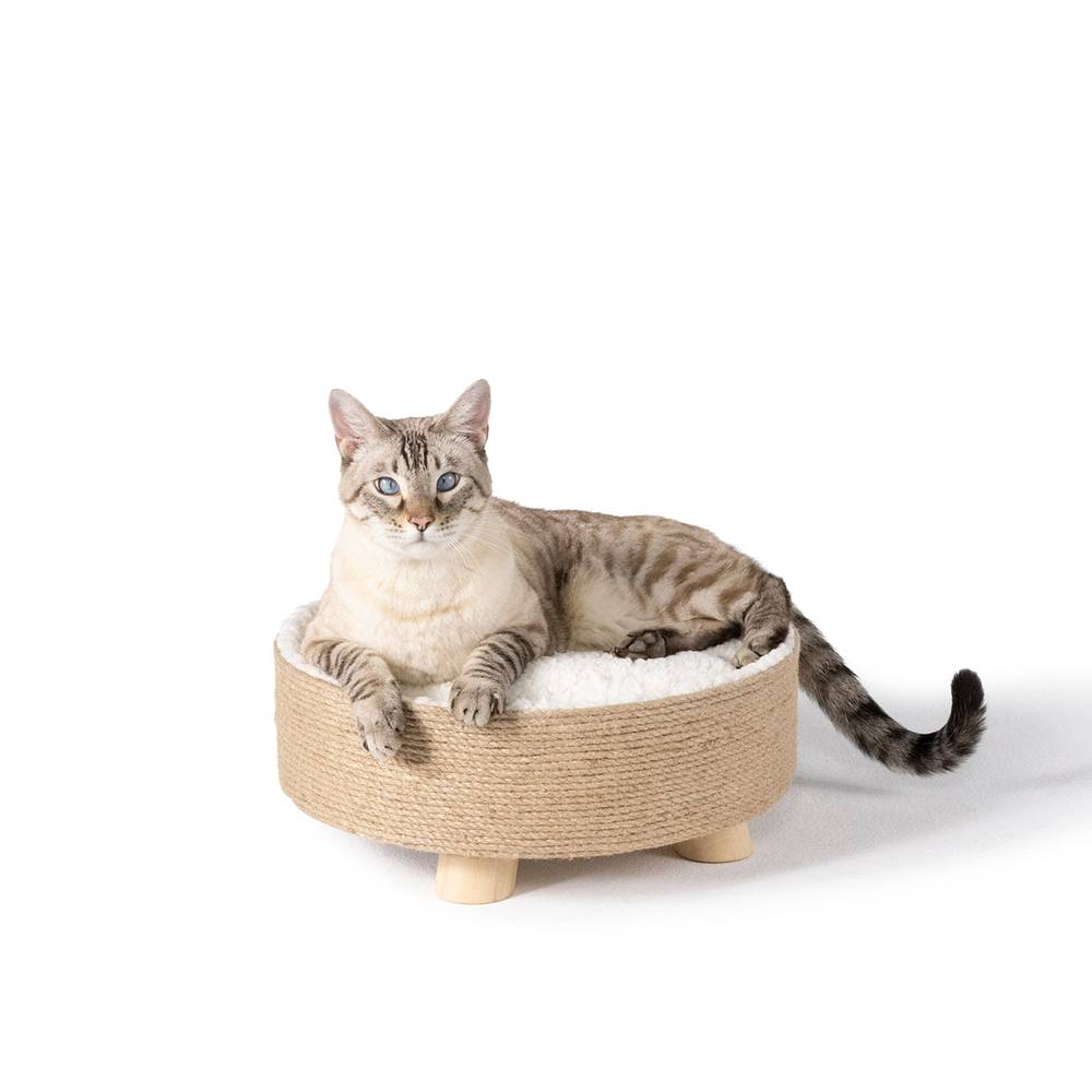 Whisker City® Sherpa Scratch and Sleep Cat Bed (Color: Tan, Size: 15.5\"L X 15.5\"W X 6.1\"H)