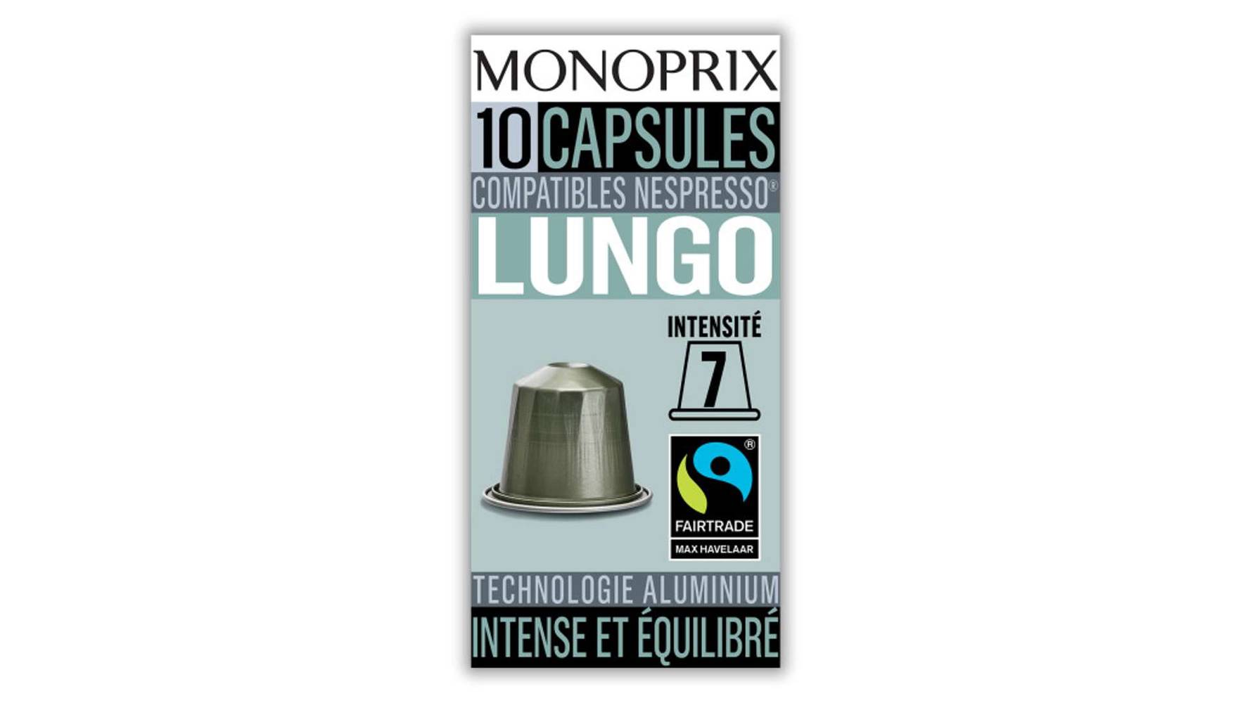 Monoprix Capsules de café Lungo Les 10 capsules de 5 g