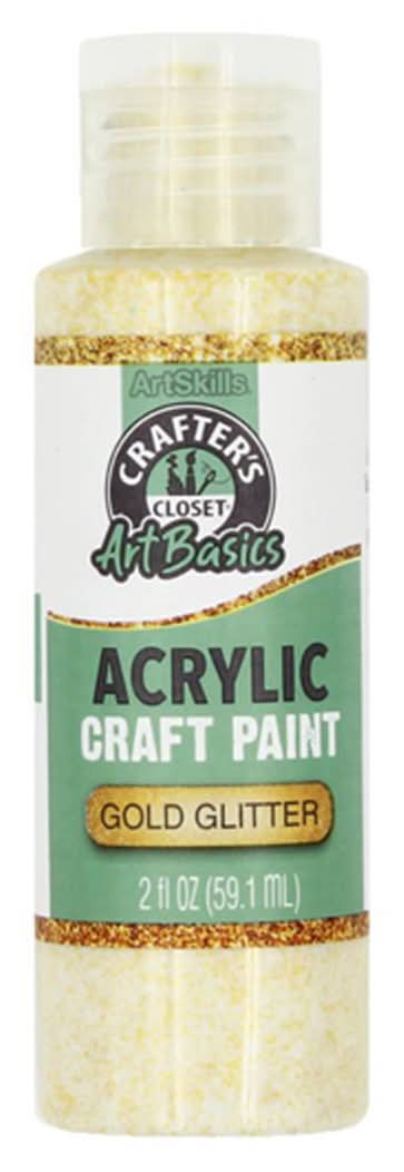 Crafter'S Closet Artbasics Acrylic Craft Paint - Gold Glitter 2 Fl Oz