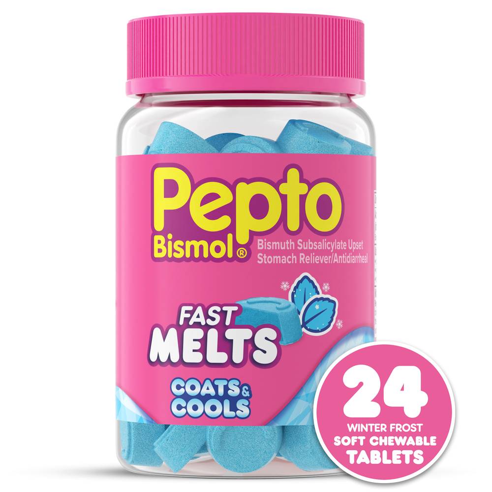 Pepto Bismol Fast Melts Chewables - Coats & Cools, 24 ct