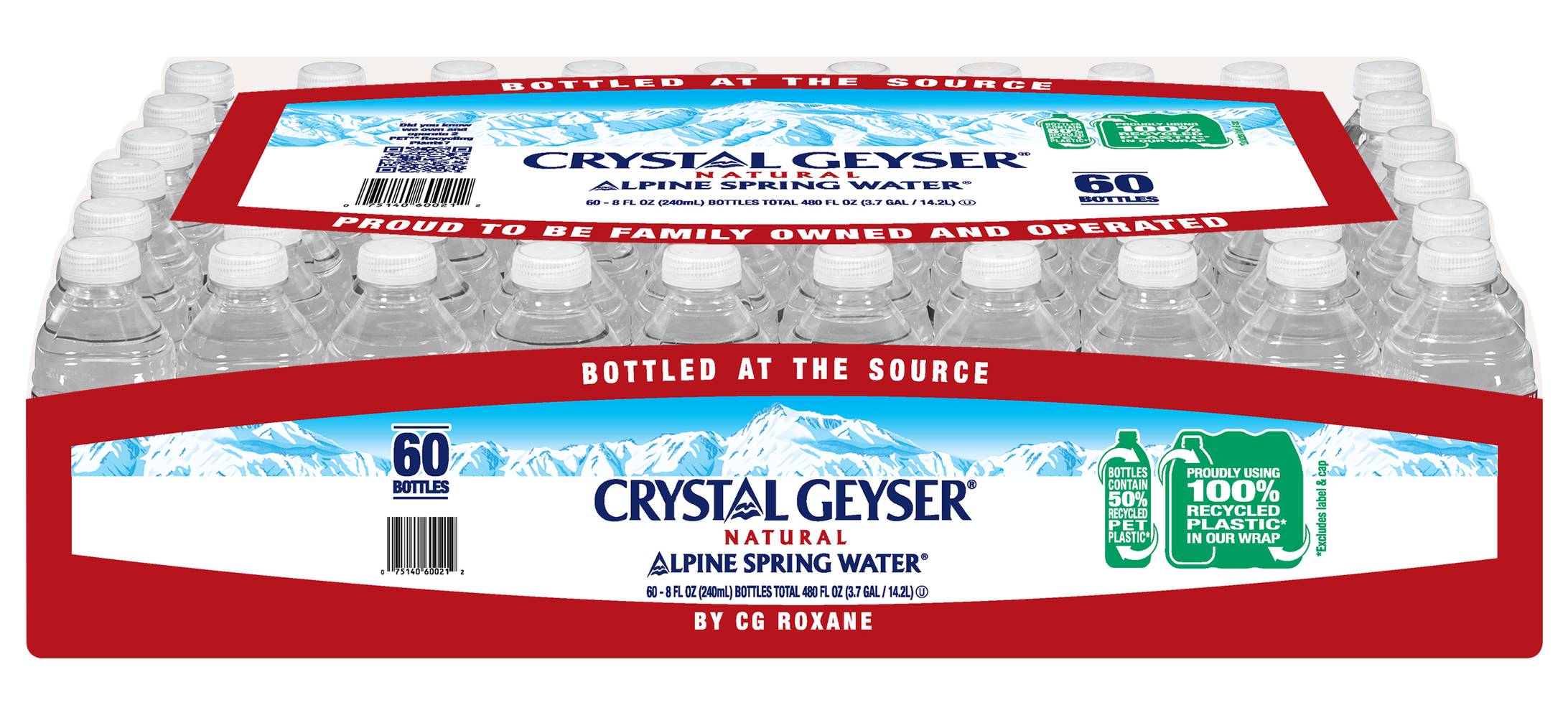 Crystal Geyser Natural Alpine Spring Water (60 x 8 fl oz)