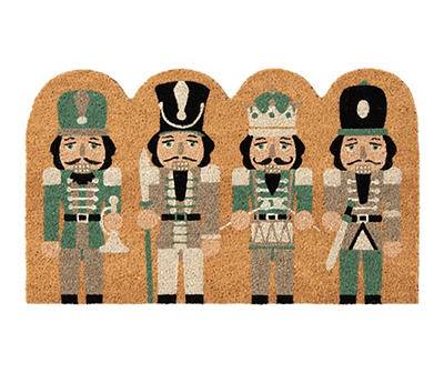 Winter's Frost Green Nutcrackers Coir Doormat