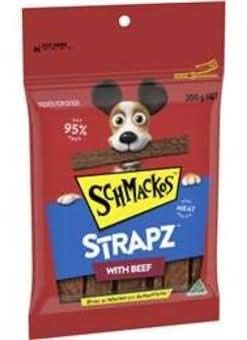 Schmackos Strapz Beef Dog Treats 200g