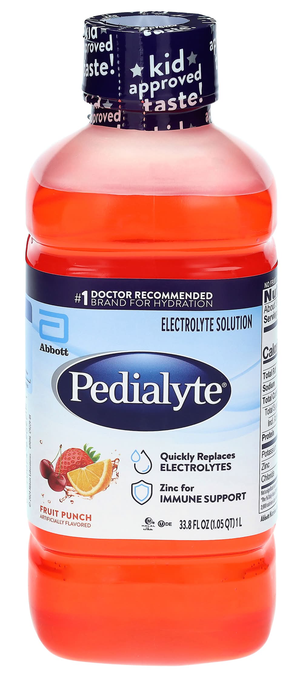 Pedialyte Electrolyte Solution For Immune Support, Fruit Punch (33.8 fl oz)