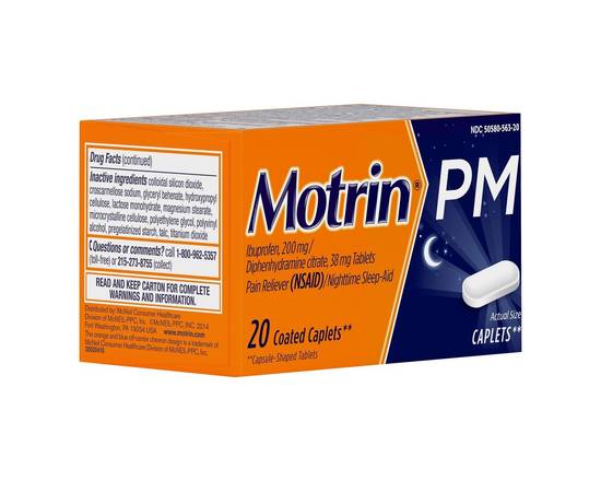 Motrin · PM Ibuprofen 200 mg & Diphenhydramine Citrate 38 mg (20 caplets)