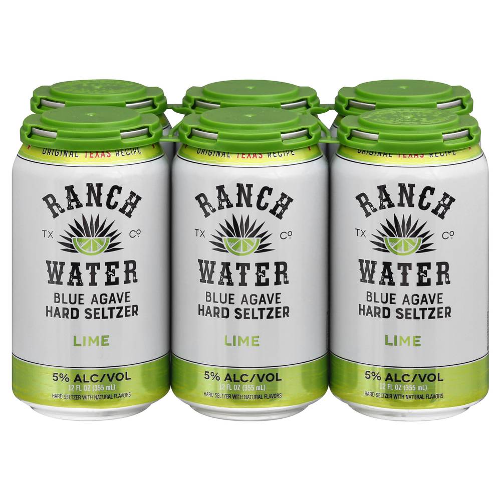 Texas Ranch Water Co. Blue Agave Hard Seltzer, Lime (6 x 12 fl oz) |  Delivery Near You | Postmates