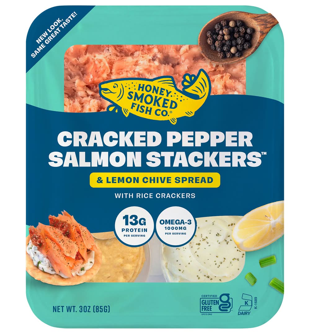 Honey Smoked Fish Co. Salmon Stackers Cracked Pepper Tray (3 oz)