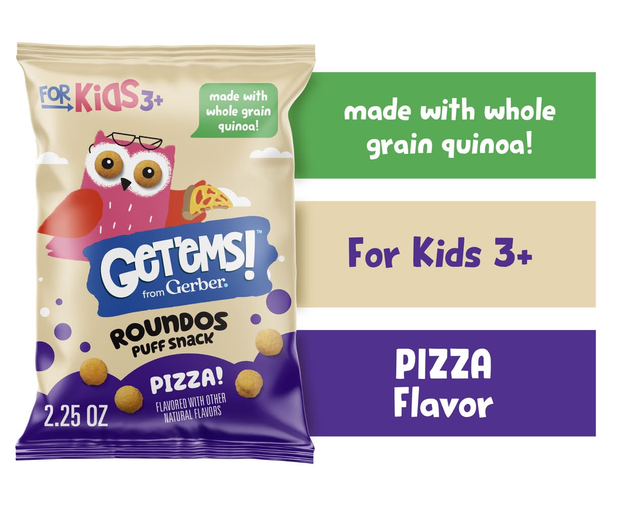 Get'ems! Roundos Puff Snack, Pizza (2.25 oz)