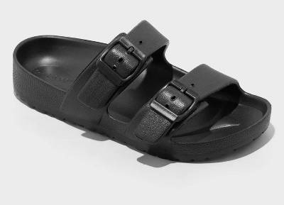 Kids' Noa Blown EVA Footbed Sandals - Cat & Jack™ Black 5: Slip-On, Contoured Footbed, Double Straps, Open Toe