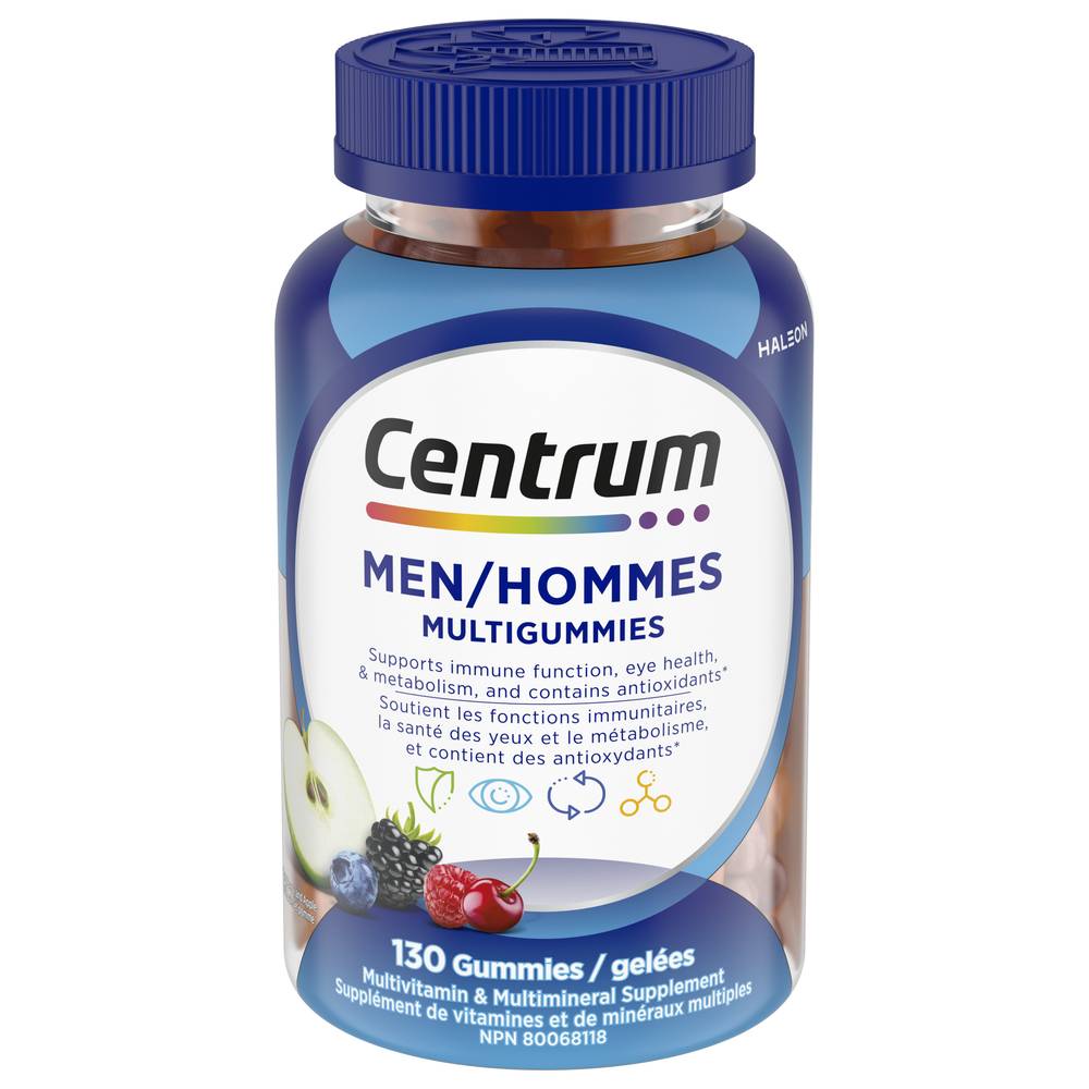 Centrum Multigummies Cherry, Berry and Apple Men Complete Adult Multivitamin 130 Gummies (240 g)