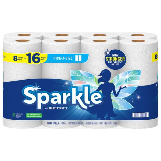 Sparkle Pick-A-Size Double Rolls Paper Towels With Thirst Pockets (8 ct)
