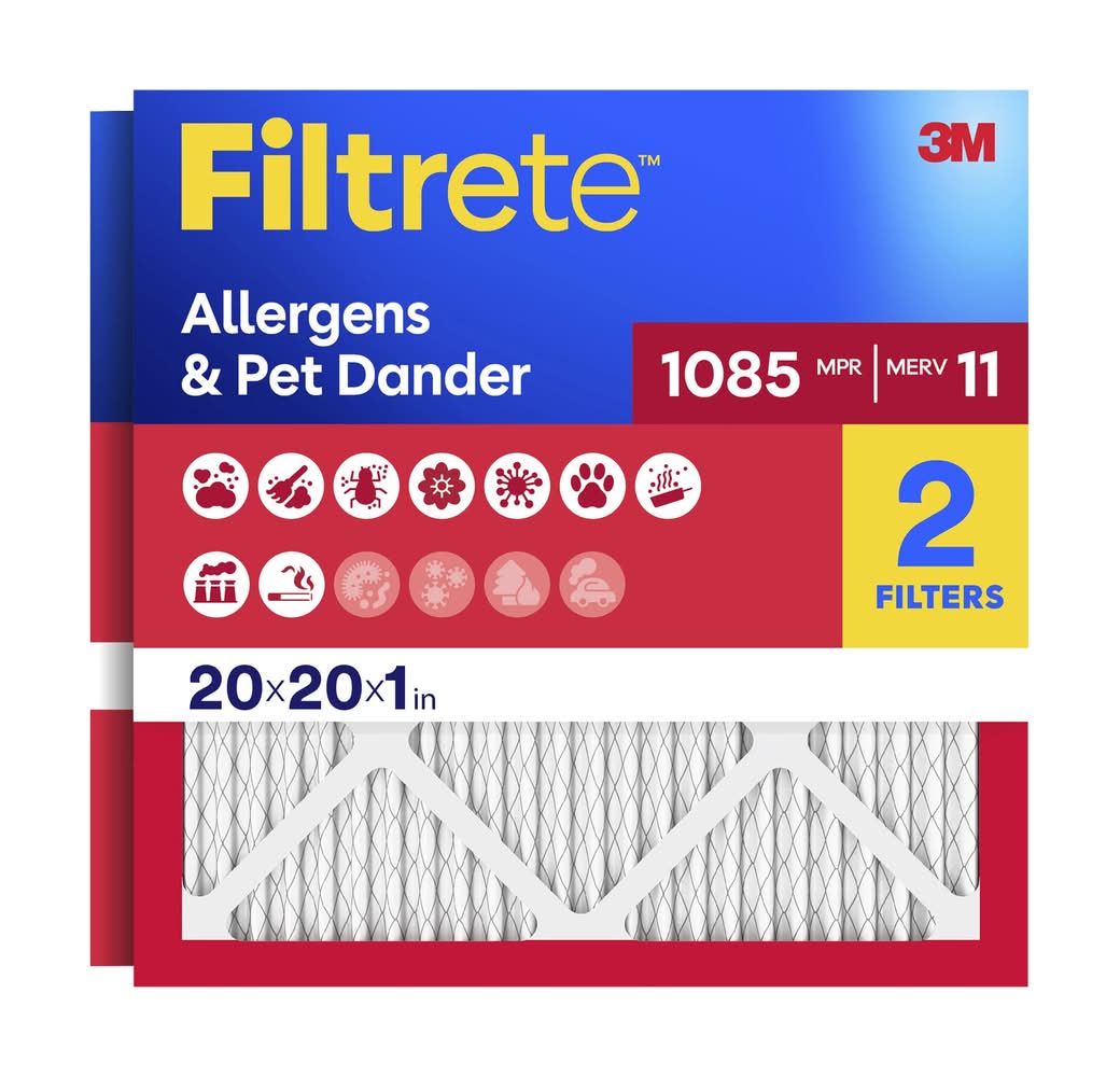 Filtrete 20 x 20 x 1 MERV 11 1085 MPR Allergen Defense Extra Electrostatic Pleated Air Filter 2 -Pack