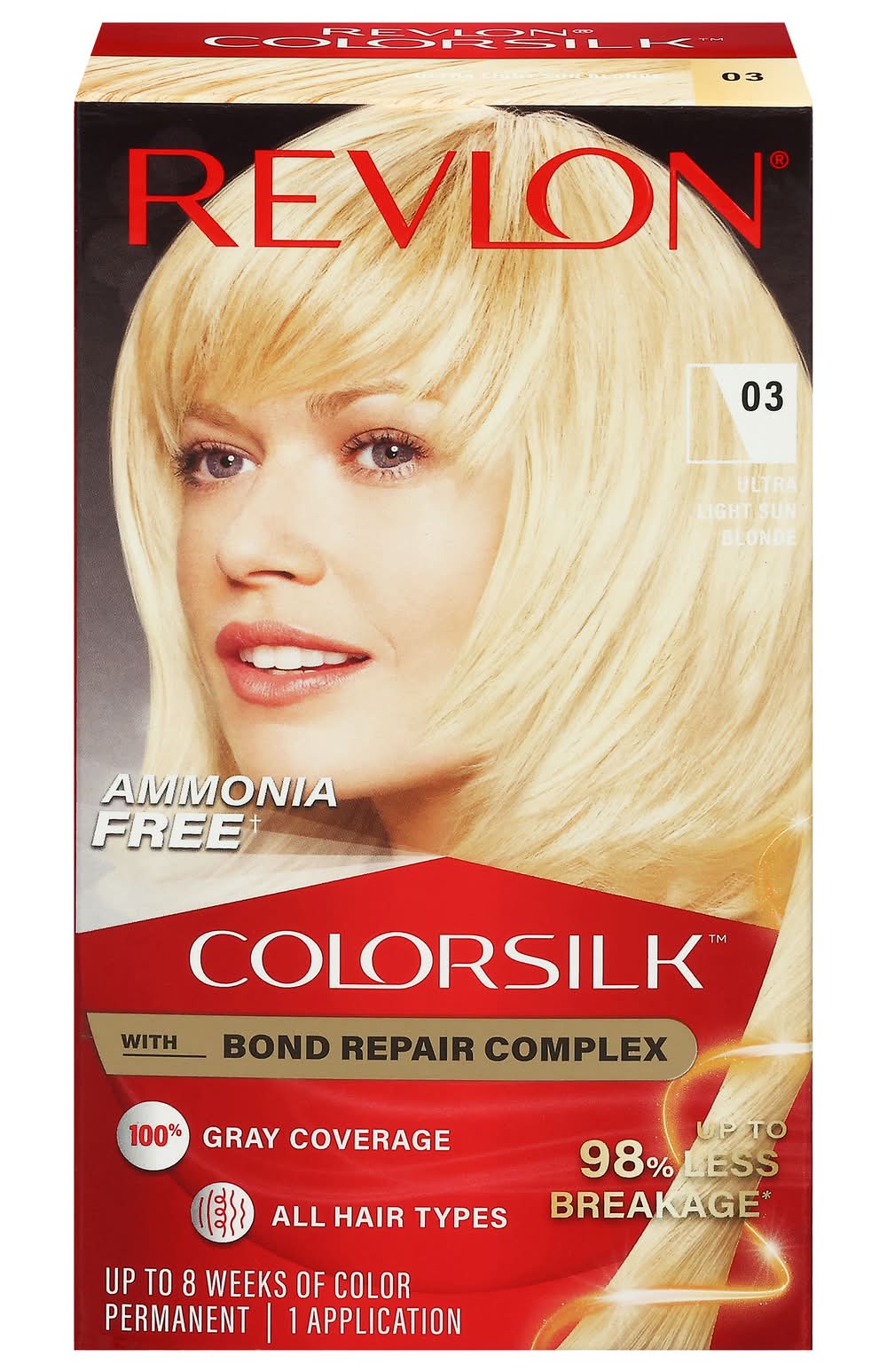 Revlon Colorsilk Beautiful Color Permanent Hair Color, 03 Ultra Light Sun Blonde (4.4 fl oz, 3 ct)