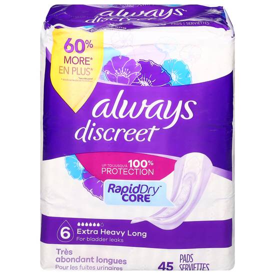 Always Extra Heavy Absorbency Pads For Women (45 ct)