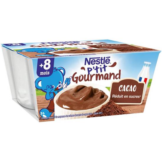 Dessert bébé au lait et au chocolat dès 8 mois P'TIT GOURMAND 4x100g
